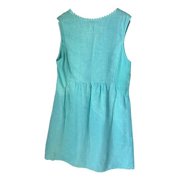 Terzo Millenio Dress Blue Linen Blend Cottagecore Coastal Travel Boho Medium‎ - Picture 2 of 14